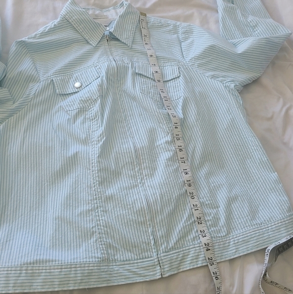 Christopher & Banks Summer Blue Seersucker Jacket With Two Pockets - Picture 8 of 8